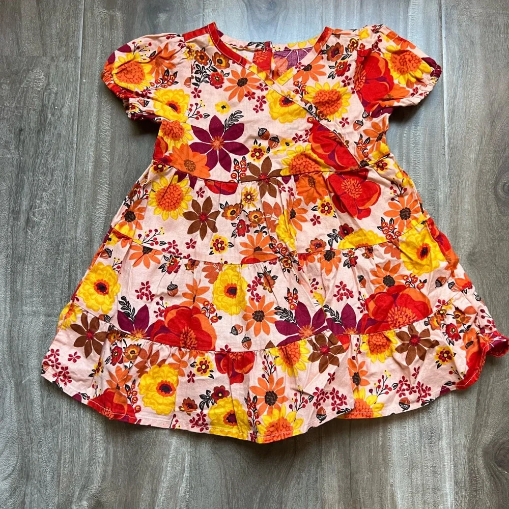 Gymboree Floral Dress for toddler with Red and Orange Flowers size 2